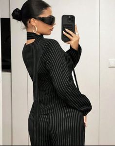 Striped Blazer with neck fashionable band