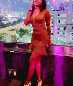 Brown Full Sleev Bodycon Dress
