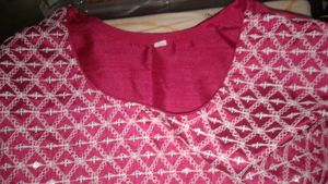 Embroidered Magenta Kurta