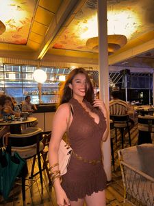Brown Lace Mini Dress
