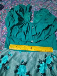 Floral Print Sea Green Dress