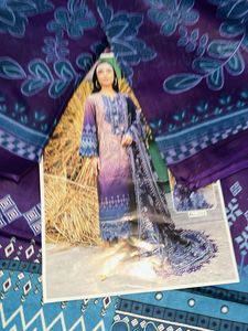 Printed Fabric - Purple, Blue, &amp; Tan