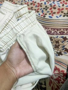 Aline Denim Cream Color Shorts