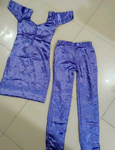 Suit and Pant Set Lavender Satin fabric
