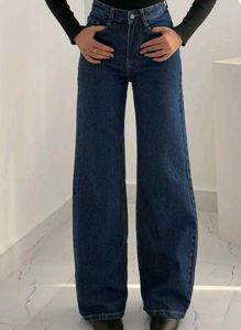 Denim Navy Blue Wide Leg Jeans