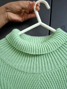 Mint Green Ribbed Turtleneck Sweater