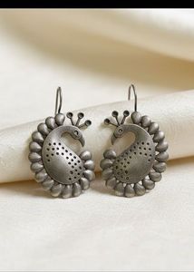 Oxidised Peacock Earrings