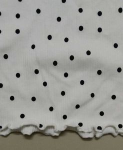Classic White Polka Dot Ribbed Tee