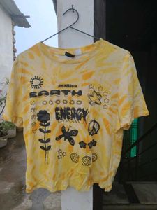 H&M Yellow Tie-Dye Graphic Tee
