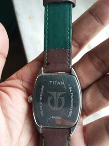 Titan Quartz Analog with Date Silver Dial Leather