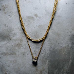 Twinkling Teardrop Layered Necklace