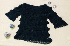 Black Wool Mesh Top
