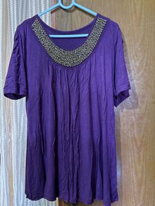 Purple beaded neck  top