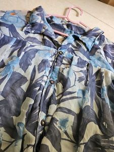 Floral Sheer Button Up Blouse