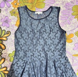 Glamorous Blue Net Cutout Floral Dress