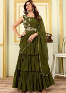 Olive Green Saree