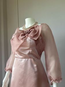 Pink Satin Midi Gown
