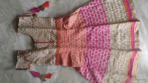 Pink & Gold Patterned Anarkali Dress