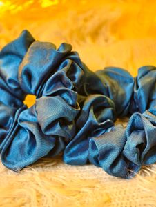 Blue Satin Scrunchie