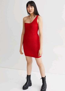 H&M Red Knit One-Shoulder Dress