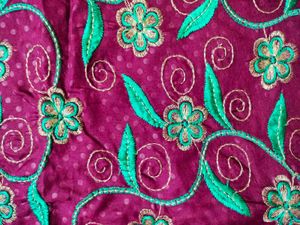 Purple Embroidered Kurtha Set