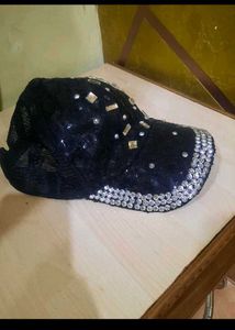 Rhinestone Embellished Black Baseball Cap