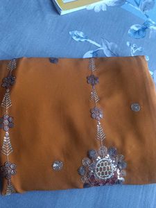 Mustard Saree With Work