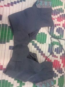 gray ad navy blue Embellished Saree