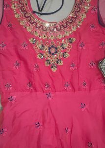 Very pretty Pink gown with silk dupatta