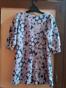Denim Blue Flower Printed Top