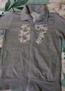 Gray Floral '87' Zip-Up Jacket