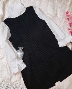 Chic Korean Pinstripe Dress