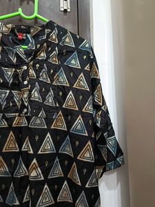 Black And Golden Print Short Kurti Tunic[ xl ]