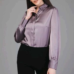 Elegant Lilac Satin Shirt