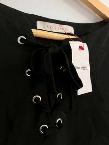 Black Lace-Up Top