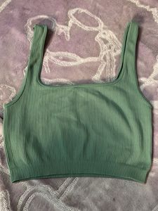 Sage Green Ribbed Crop Tank Top