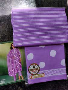 Lavender Polka Dot Salwar Suit Material.