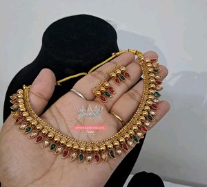Beautiful Multicolour Necklace Set With Earrings