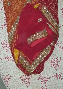 Bandhej Saari With Stiched Blouse