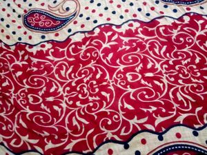 Red &amp; Blue Printed Cotton Saree