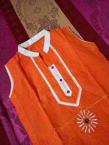 Orange Embroidered Kurta