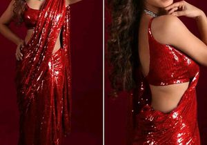 Women's Sequnce Lightweight Saree+ Stitched Blouse