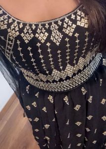 Elegant Black Embroidered Kurta Set