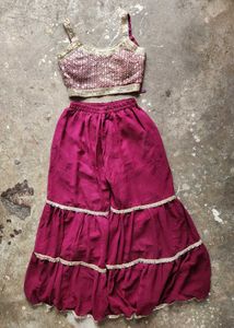 Maroon &amp; Silver Embellished Indian Outfit