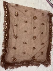 Elegant Brown &amp; Gold Embellished Pakistani Suit