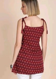 Maroon Floral Printed Short Kurti