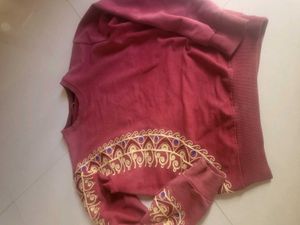 Burgundy Embroidered Sweatshirt