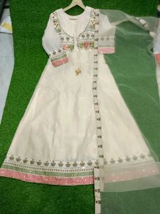 Designer Anarkali Gown In Off White Color
