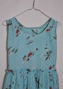 Floral Print Light Blue Dress