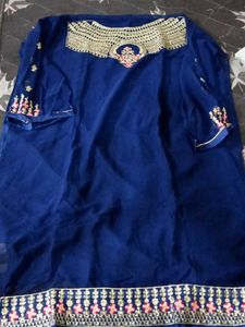 Navy Blue Unstitched Lehenga Choli